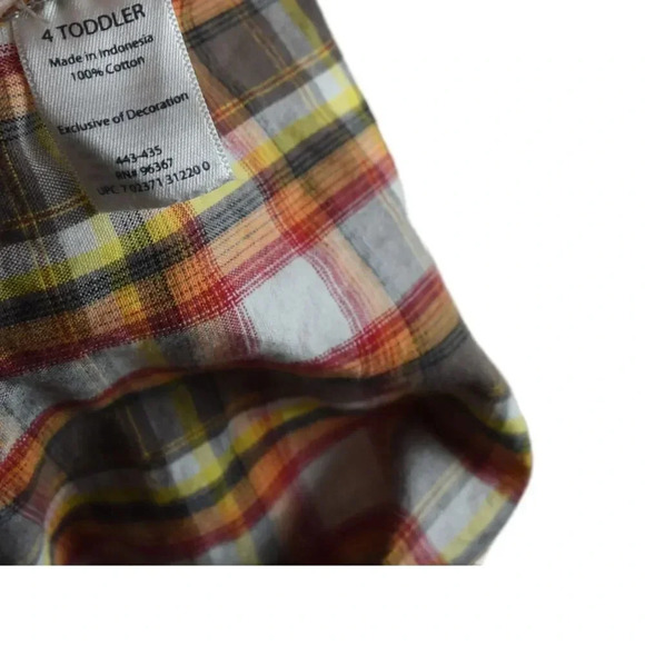 Oshkosh Plaid Flannel Shirt Boys Size S 6, Short Sleeve Button Up, Red, Blue - Picture 7 of 7